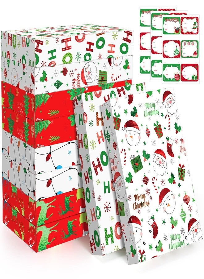 Pickmesh 18 Pcs Christmas Gift Boxes with Lids 14.2x9.5x2.4 Inch Large Merry Christmas Shirt Box Xmas Tree Santa Elk Present Box with Label Sticker for Xmas New Year Cloth Gift Wrap Supplies - Image 2